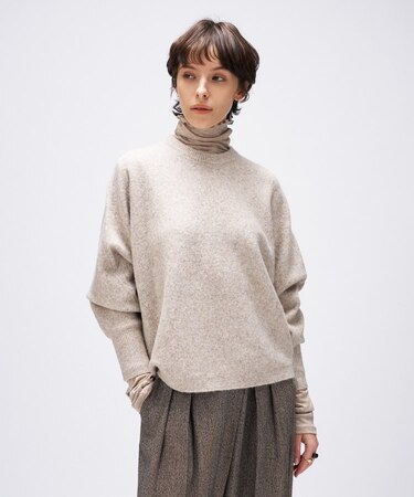 【手洗い可】ドルマンロングリブニットプルオーバー