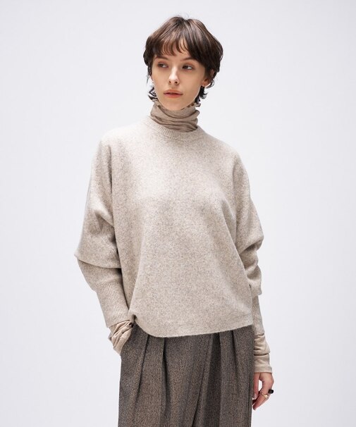 【手洗い可】ドルマンロングリブニットプルオーバー