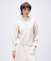 【手洗い可】ラメハイネックニットプルオーバー