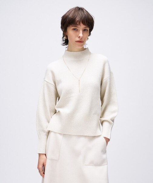 【手洗い可】ラメハイネックニットプルオーバー