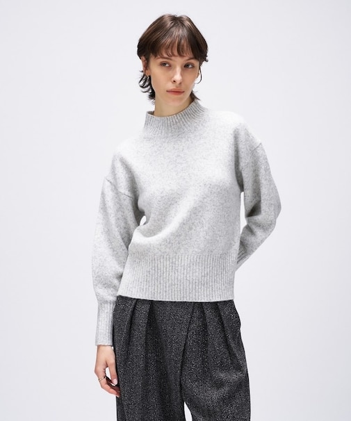 【手洗い可】ラメハイネックニットプルオーバー