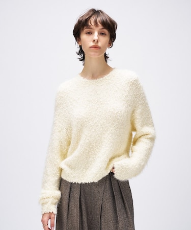 【手洗い可】ポコポコフェザーオーバーニット