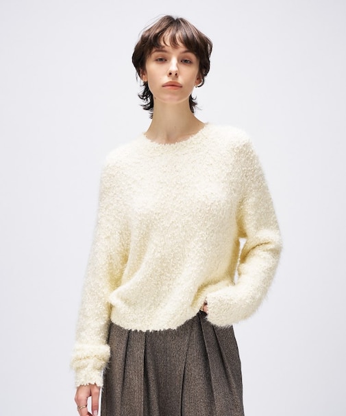 【手洗い可】ポコポコフェザーオーバーニット