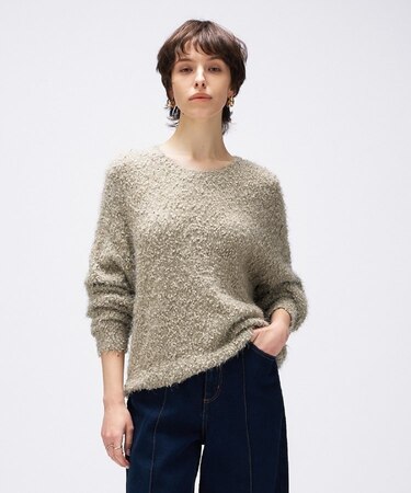 【手洗い可】ポコポコフェザーオーバーニット