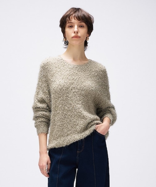 【手洗い可】ポコポコフェザーオーバーニット