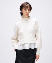 【手洗い可】ニットドッキングペプラムプルオーバー