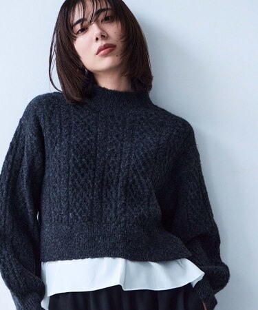 【手洗い可】ニットドッキングペプラムプルオーバー