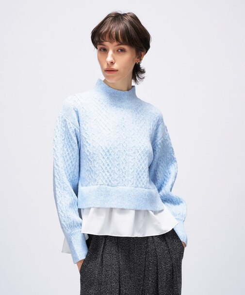 【手洗い可】ニットドッキングペプラムプルオーバー