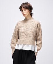 【手洗い可】ニットドッキングペプラムプルオーバー