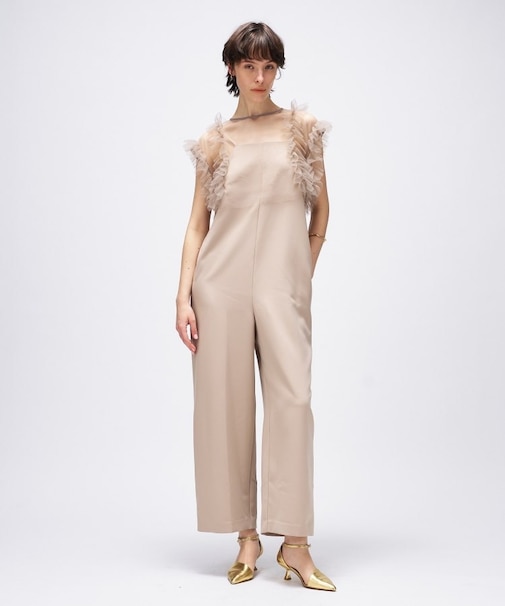 【セットアイテム/手洗い可】チュールボレロ付きサロペット