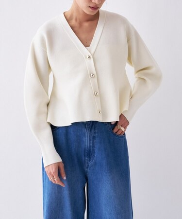 【オケージョン／手洗い可】ペプラムニットカーディガン