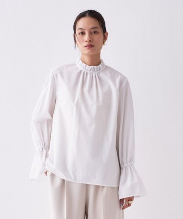【オケージョン／手洗い可】フリルフォルムブラウス