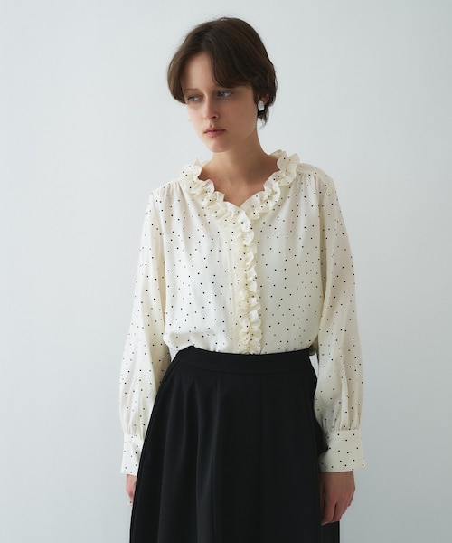 【新品】手洗可 フリルカラーブラウス ホワイト MACPHEE ¥17600 オケージョン／手洗い可】フリルブラウス｜クロエンスの通販｜&mall