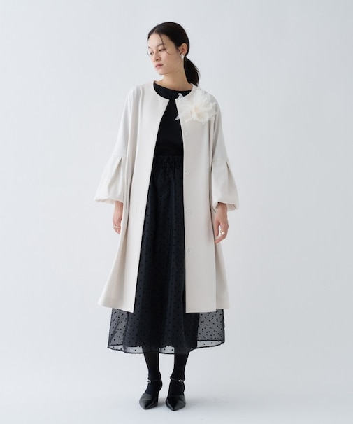 【セットアップ／オケージョン／手洗い可】ダンボールノーカラーコート