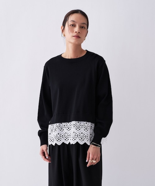 手洗い可】レースドッキングニットプルオーバー｜クロエンスの通販