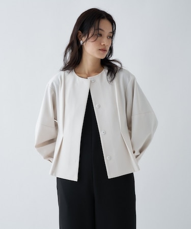 【セットアップ／オケージョン／手洗い可】ダンボールペプラムブルゾン