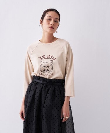 【Philly chocolateコラボ】キャットプリントロングTシャツ