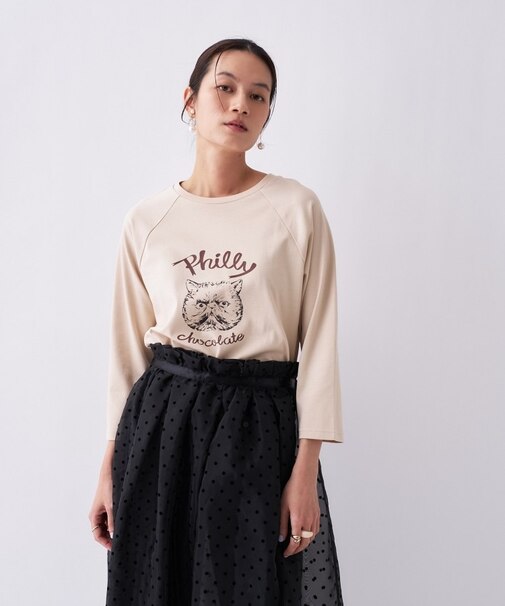 【Philly chocolateコラボ】キャットプリントロングTシャツ