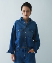 【手洗い可】ライトデニムクロップドシャツ