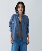 【マシンウォッシュ】シアーデニムオーバーシャツ