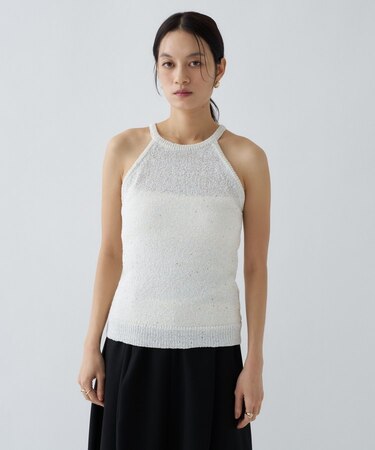 【手洗い可】ラメスパンコールデザインタンクトップ