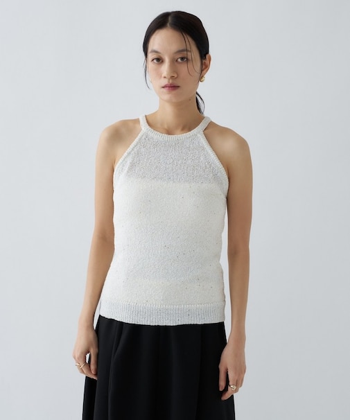 【手洗い可】ラメスパンコールデザインタンクトップ