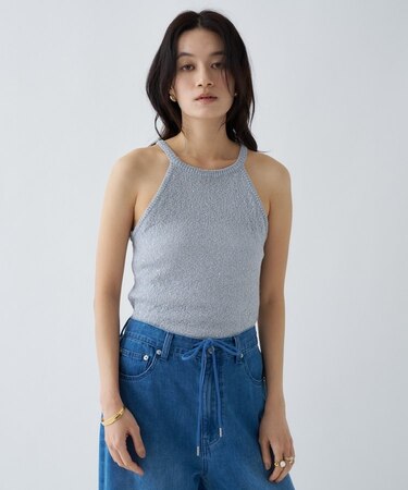 【手洗い可】ラメスパンコールデザインタンクトップ