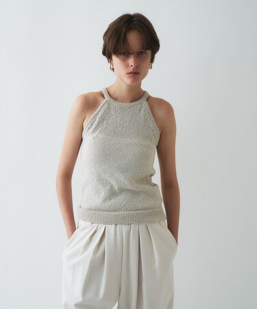 【手洗い可】ラメスパンコールデザインタンクトップ