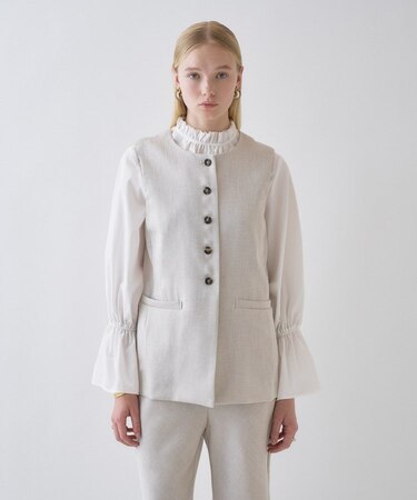 【セットアップ／接触冷感／マシンウォッシュ】リネンライクジレ