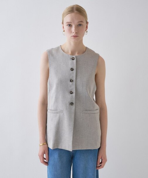 【セットアップ／接触冷感／マシンウォッシュ】リネンライクジレ