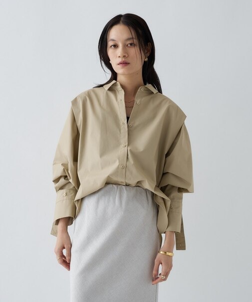 【手洗い可】バックギャザールーズシャツ