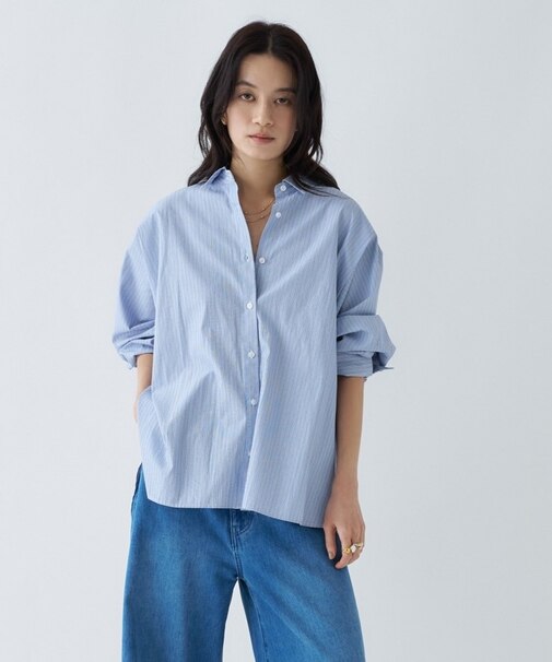 【手洗い可】バックギャザールーズシャツ