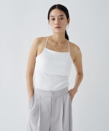 【カップ付き／マシンウォッシュ】デザインキャミソール