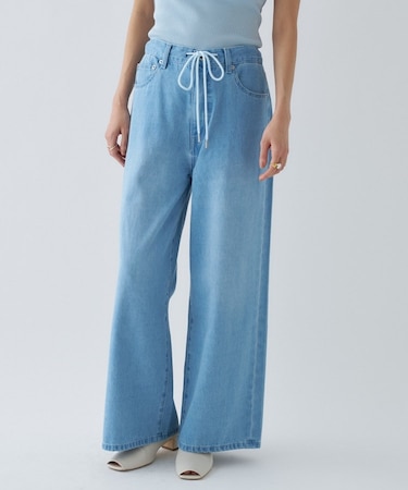 【手洗い可】ドロストイージーワイドデニムパンツ