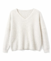 【手洗い可】Vネックラメガーターニット