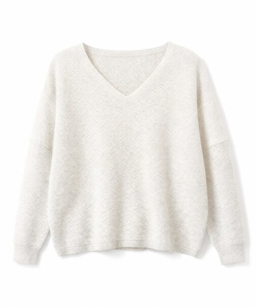 【手洗い可】Vネックラメガーターニット