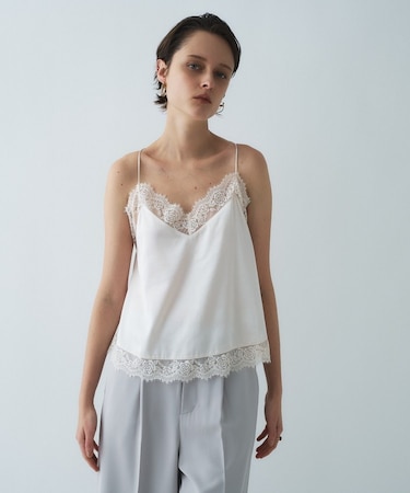 【手洗い可】サテンレースキャミソール