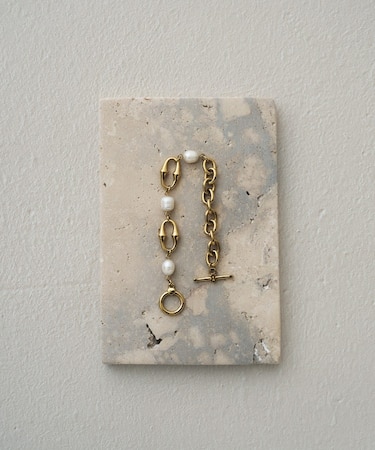 淡水パール オーバルチェーンマンテルブレスレット