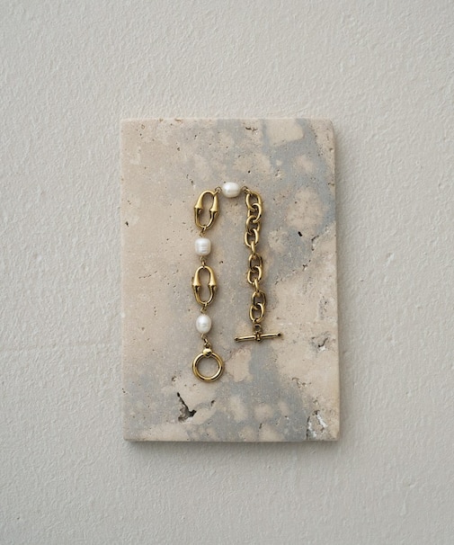 淡水パール オーバルチェーンマンテルブレスレット