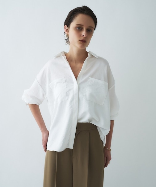 【手洗い可】サテンシャツ