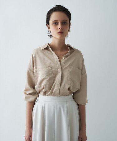 【手洗い可】サテンシャツ