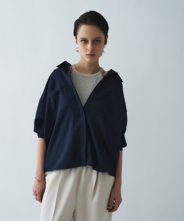 【手洗い可】サテンシャツ