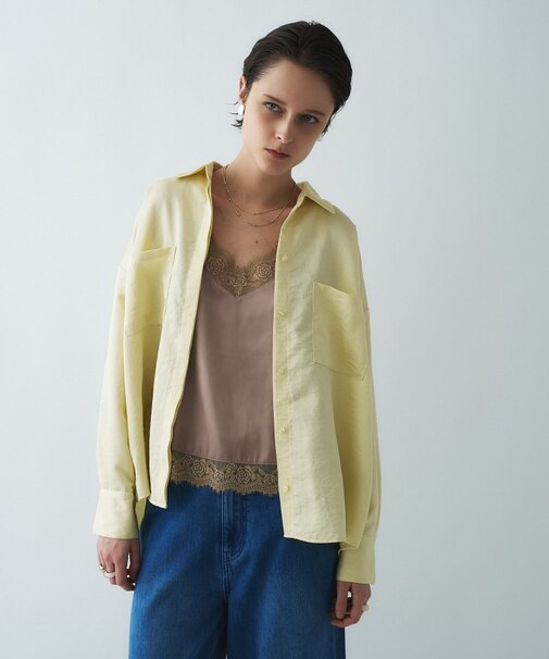 【手洗い可】サテンシャツ