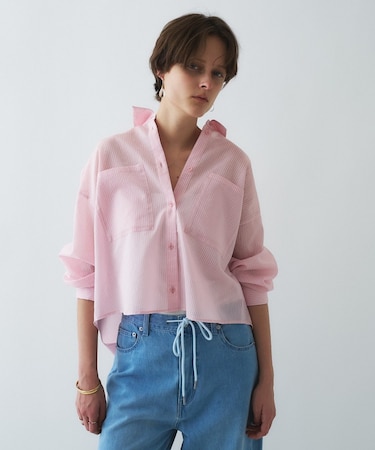 【手洗い可】シアーストライプシャツ