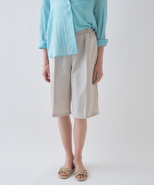 【セットアップ／接触冷感／マシンウォッシュ】リネンライクハーフパンツ