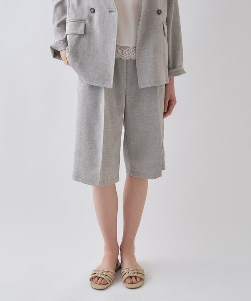 【セットアップ／接触冷感／マシンウォッシュ】リネンライクハーフパンツ