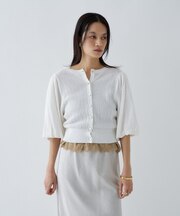 【手洗い可】パフスリーブニットカーディガン