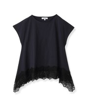 【接触冷感/UVカット】レース フレンチスリーブプルオーバー