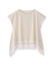 【接触冷感/UVカット】レース フレンチスリーブプルオーバー
