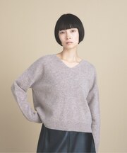 Relaxy Rich カシミヤ混 Vネックニット【美フォルム】